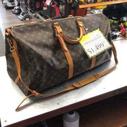 96091 Louis Vuitton KEEPALL 60 Monogram Bandoulière Boston Keep All Duffle Bag W/ Shoulder Strap 586901