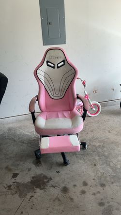 Sitmod Pink White Gaming Chair with Footrest