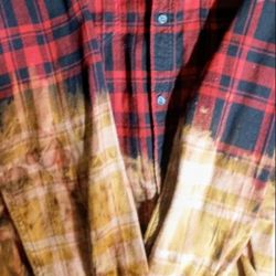 Large Red And Black Acid Wash Women's Flannel