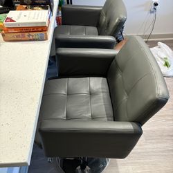 Grey Faux Leather Barstools