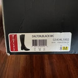 Rarely Used Womens Dalton Knee High Boots Black Leather Buckle Side Zip Boots Size 8 Nordstrom