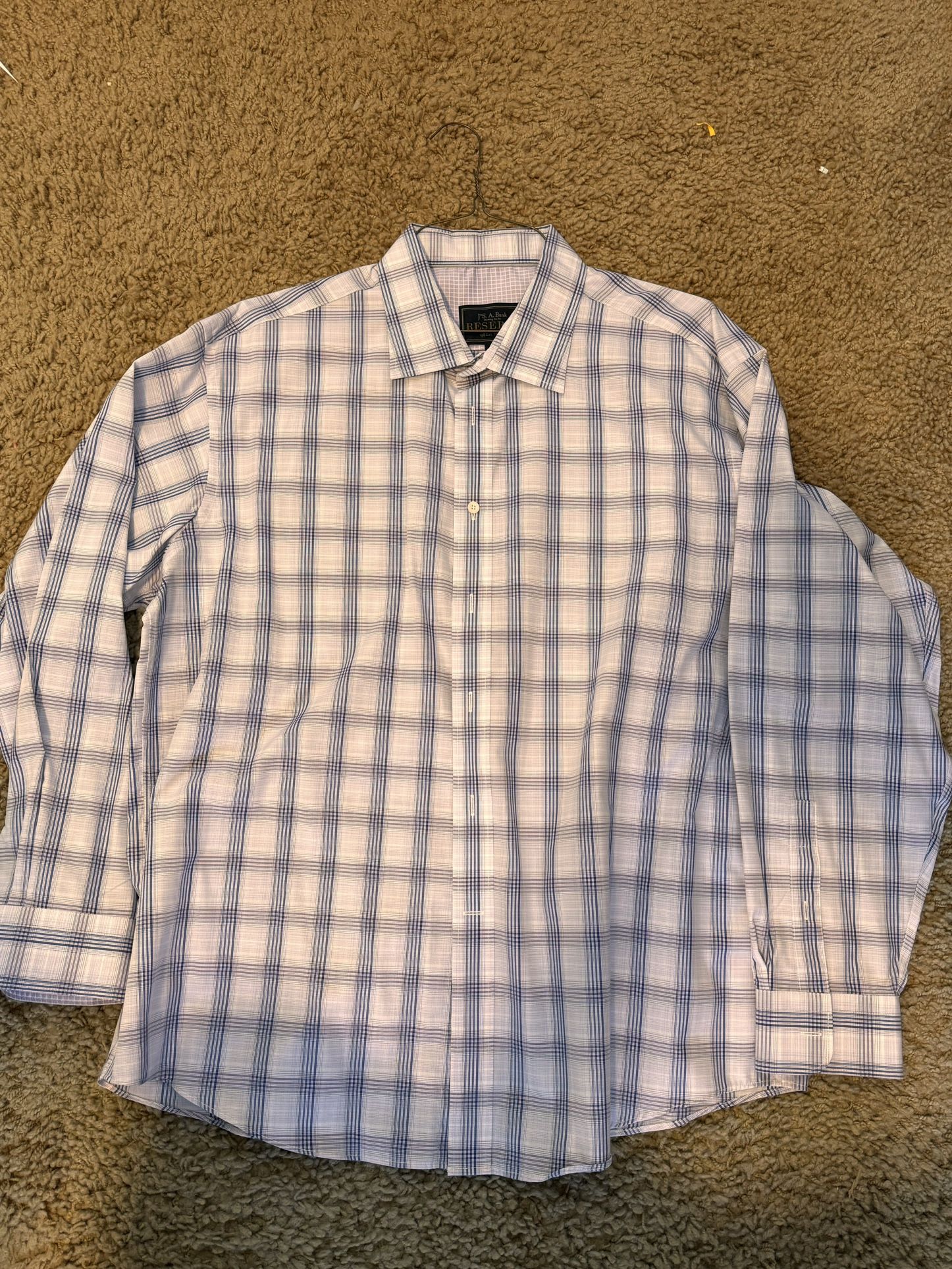 Jos A Bank Reserve Men’s Dress Shirt Size XL Purple/Blue Plaid