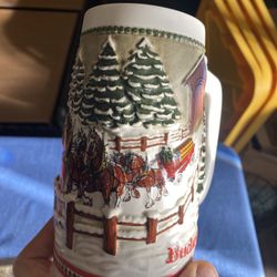 Vintage 1984 Budweiser Holiday Tradition Beer Stein