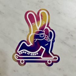 Dutch Bros 3/12/2025 Take It Easy Peace Sign Skateboard Surprise Sticker Drop