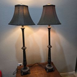Pair of vintage lamps extra-tall 38-inch candlestick silhouette