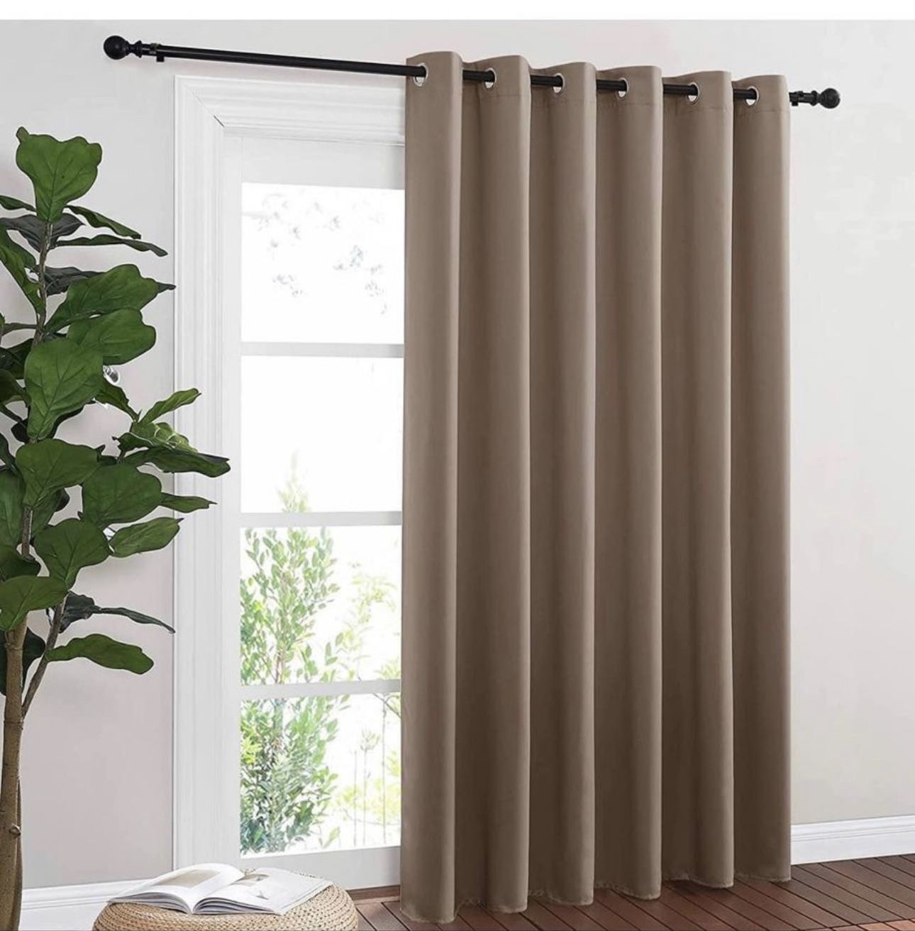 Brown curtain chocolate 6.8 ft width and 7 feet hight. Amazon open box never use