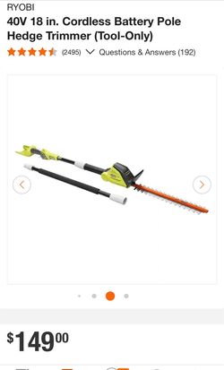 RYOBI 40V 18 in. Cordless Battery Pole Hedge Trimmer (Tool-Only)