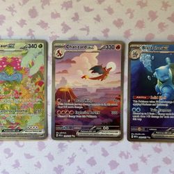 Pokemon 151 Big 3 Charizard Venusaur Blastoise EX SIR Full Art Holo NM