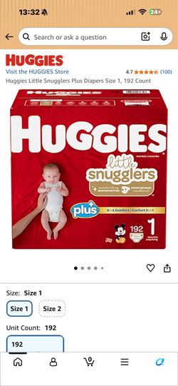 Huggies Little Snuggles Plus Diapers Size 1 192 Count