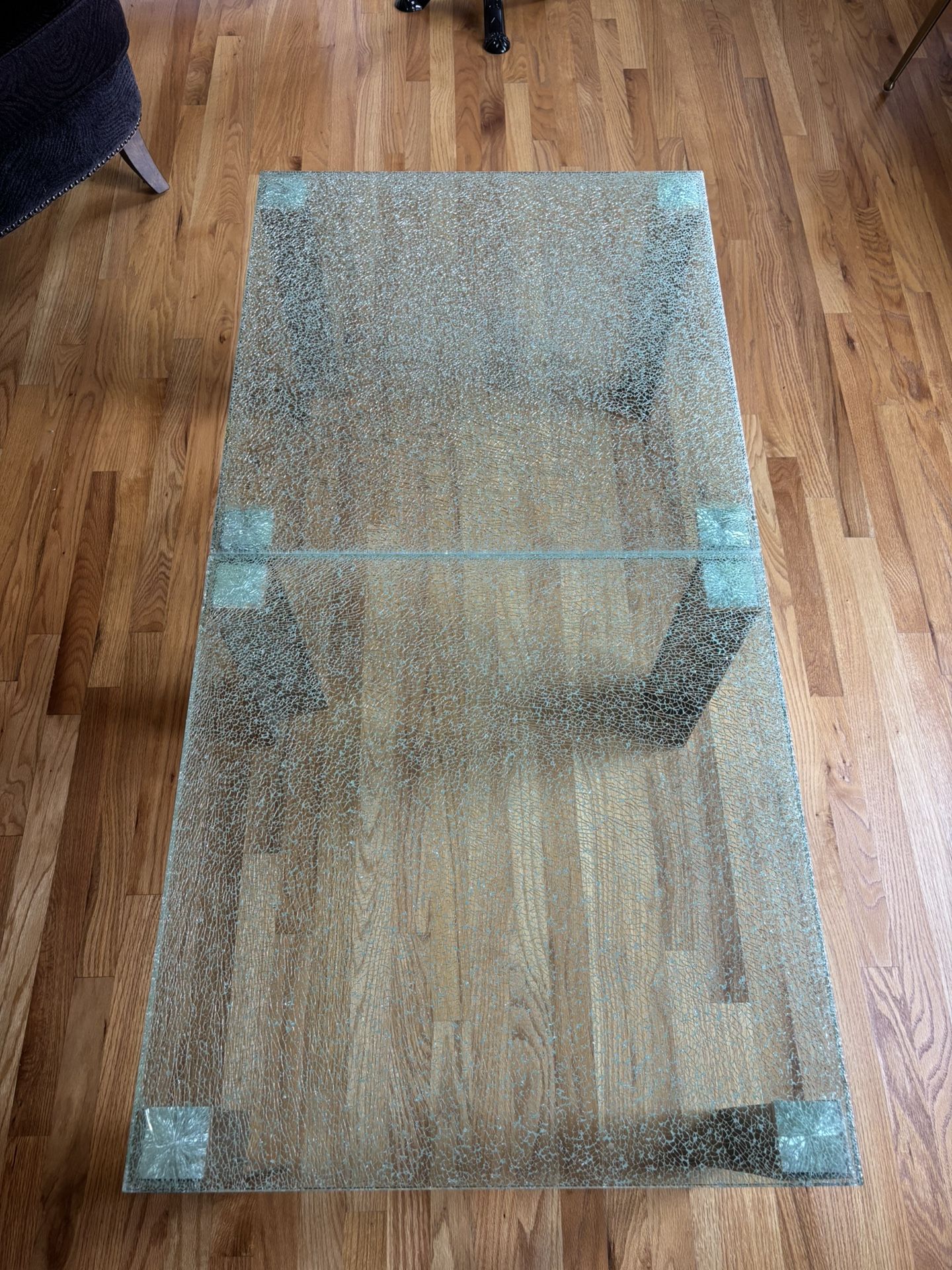 2 Designer Tempered Crackle Glass Coffee Table