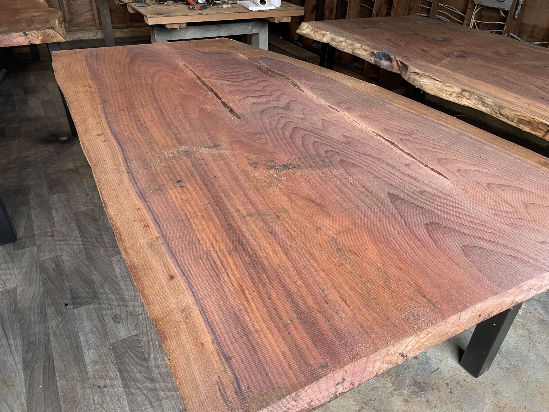 Huge Redwood Live Edge Dining Table. Free Delivery From Oregon