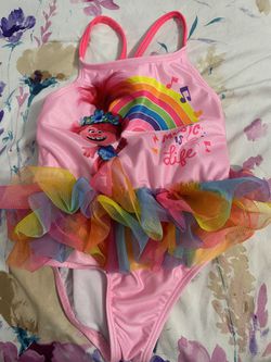 2T TROLLS BATHING SUIT WITH MATCHING TOWEL