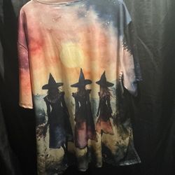 🖤 Three Witches Sunset Tee – Halloween Ready!
