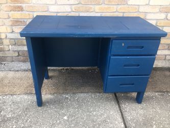 Solid wood blue desk