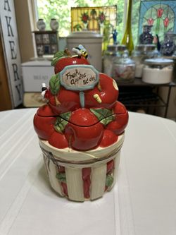 Vintage Apples In A Basket Cookie Jar