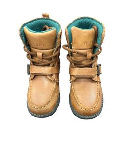 Polo Ralph Lauren Boys Ankle Boots Tan Leather  “ Ranger HI II” Lace up Size 10