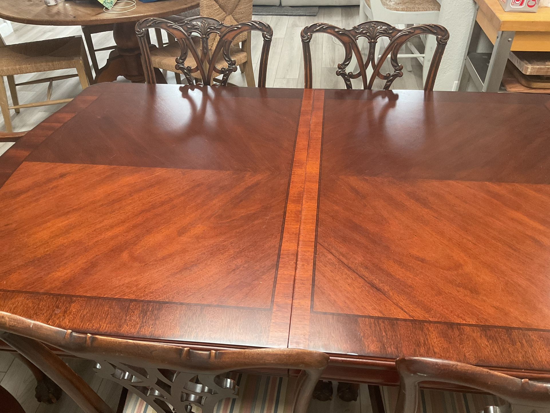 Mahogany Dining Table With Chippendale Chairs