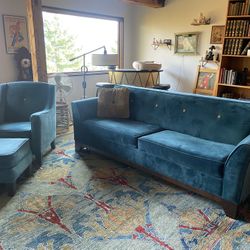 Locally made custom couch, chair and ottoman. Selling as a set but may consider other offers. 