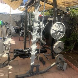 HOIST OLYMPIC SMITH MACHINE SQUAT RACK WITH OLYMPIC WEIGHTS 