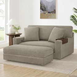 Thomasville Gilroy Oversized Storage Chair & Ottoman – Taupe