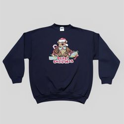 “Beary Christmas” vintage 2000’s cute holiday navy blue Tultex crewneck sweatshirt Size XL