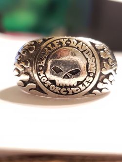 Sterling Silver Harley Davidson Ring