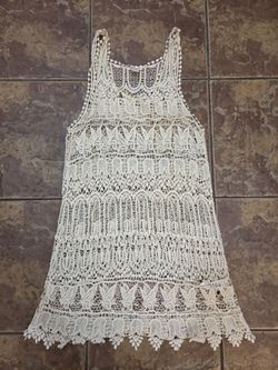 Forever 21 Cream Crochet Swim Cover Up Size Medium