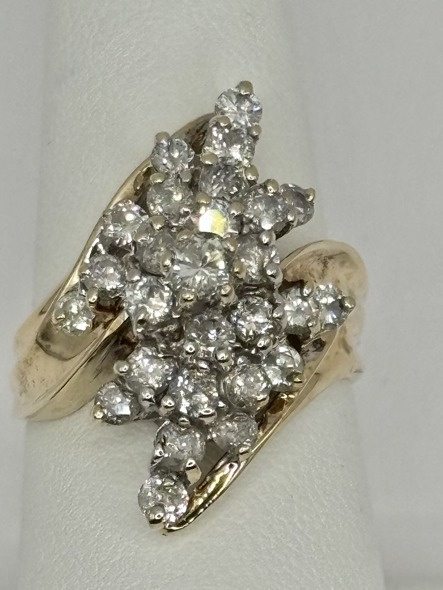 Ladies 14k. Yellow Gold Diamond Waterfall Ring
