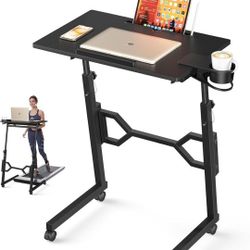 Small Standing Desk with Wheels, Portable Treadmill Desk, Rolling Desk