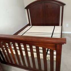 Full Bed Frame With Slats (No Mattress) And Night Stand 