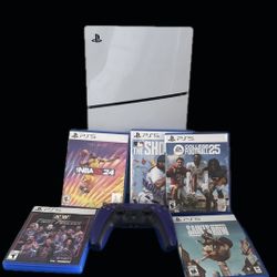 PlayStation 5 Disc Slim With Purple Controller And Games Used But Works Perfectly