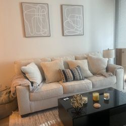 Cream Ashley Furniture 3 Seater Sofa (pillows included, need gone by 8/12, PICKUP ONLY) 