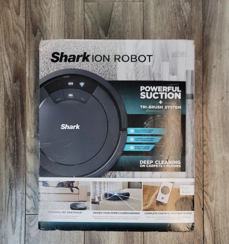 SHARK RV765 ION Robotic Vacuum, Wi Fi Connected, 120min Runtime, Compatible with Alexa, Multi Surface Cleaning, (BRAND NEW FACTORY SEALED)