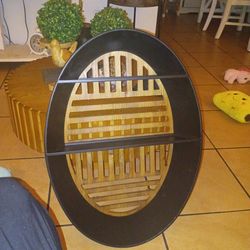 Black wood metal oval shelf