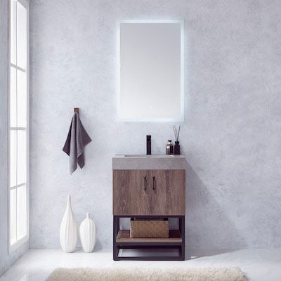 Vinnova 24-inch Oak Finish Undermount Single Sink Bathroom Vanity