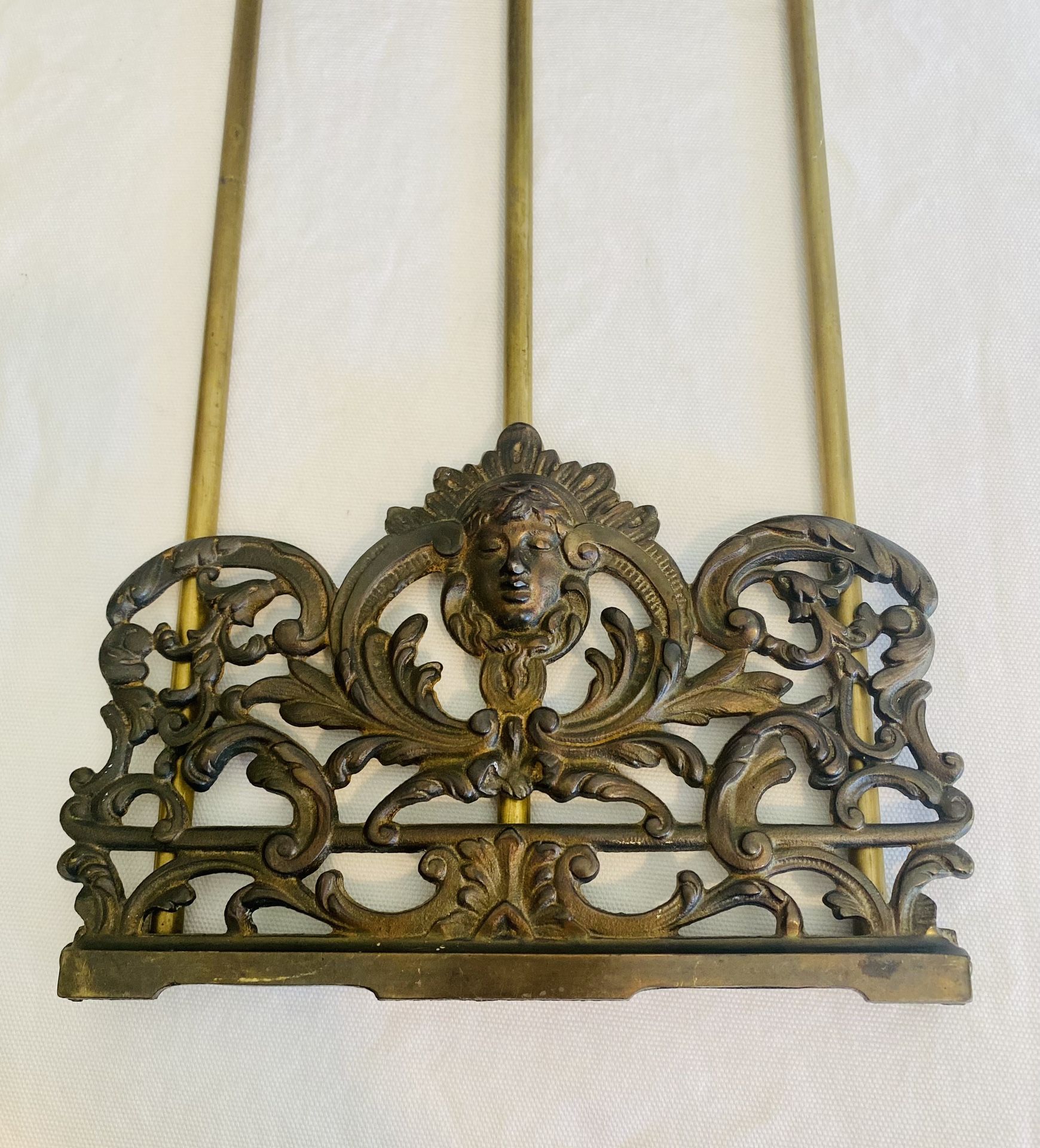 antique art nouveau expanding brass book rack 