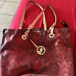 VINTAGE MICHAEL KORS PURSE RED SNAKE SKIN