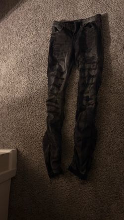 black denim stacked jeans