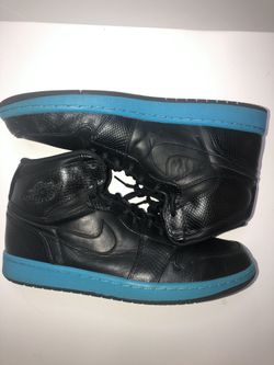 Air Jordan 1 Hi Strap Premium Black Orion Blue 2009 rare size 12 w/ OG BOX nike michael jordan leather