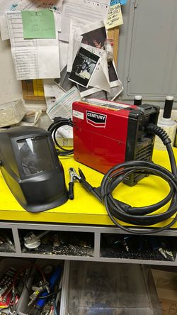 1003 Century FC-90 Corded 120v 90amp Wire Feed Welder with Helmet and Cables 596460