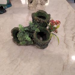 Large Floral Log Decoration For Fish Tank 