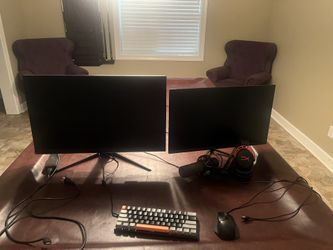 Gaming Monitors Keyboard Mouse And Microphone
