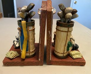 VINTAGE GOLF THEMED BOOK ENDS