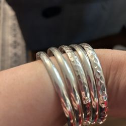 925 Sterling Silver Set Of 5 Bracelets 