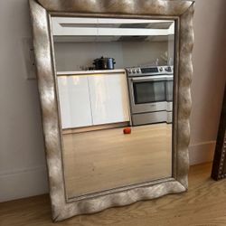 Wall Mirror – Silver/Champagne Wavy Frame (Downtown LA / Pickup by Fri 3/6)