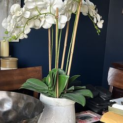 Large Home Decor White Orchid Pot - Designer Piece