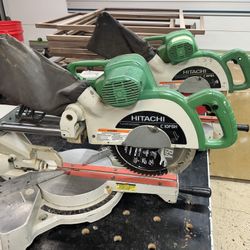 Two- Hitachi C 10FSH Laser Miter Saws.