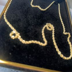 10K Yellow Gold Solid Rope Chain Diamond Cut Necklace