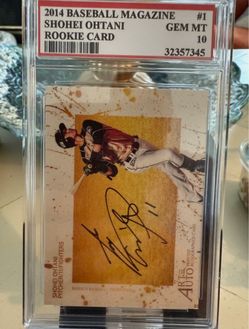 2014 BBM 1st Version Art Of Auto Shohei Ohtani WB1 GEM MINT 10