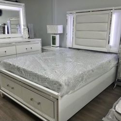 White LED QUEEN BEDROOM SET 🔥BUY NOW PAY LATER 